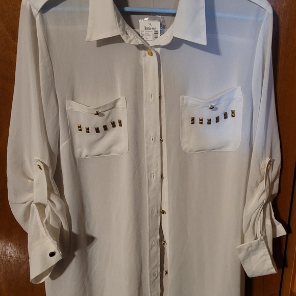 WD.NY Tops White Dress Shirt With Gold Buttons Poshmark